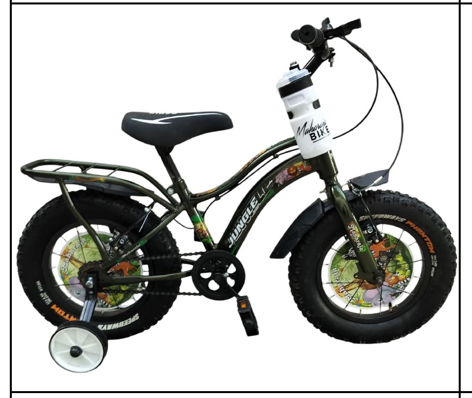 Maharaja Jungle King Kids Cycle with Carrier – Tube Tyre, Black Rim