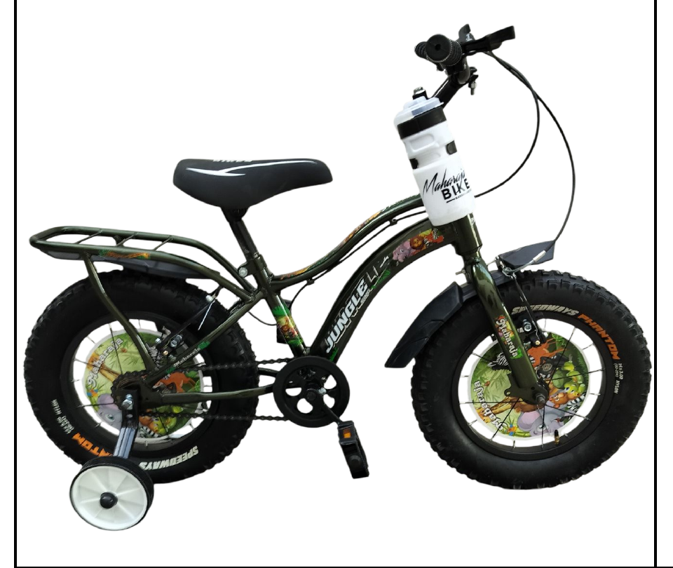 Maharaja Jungle King Kids Cycle with Carrier – Tube Tyre, Disc Brake, Wide Tyres
